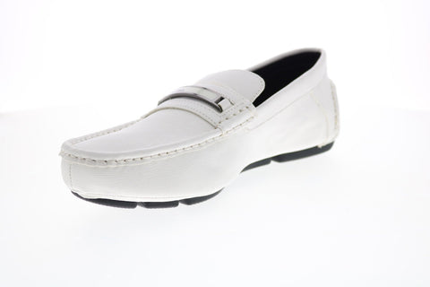 Calvin Klein Merve 34F9189-WHT Mens White Synthetic Leather Loafers & Slip Ons Casual Shoes