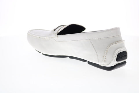 Calvin Klein Merve 34F9189-WHT Mens White Synthetic Leather Loafers & Slip Ons Casual Shoes