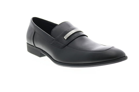 Calvin Klein Lathan 34F9274-BLK Mens Black Leather Loafers & Slip Ons Casual Shoes