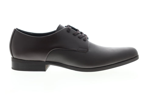 Calvin Klein Jacob Soft Leather City Emboss Mens Brown Plain Toe Oxfords Shoes