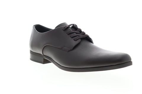 Calvin Klein Jacob Soft Leather City Emboss Mens Brown Plain Toe Oxfords Shoes