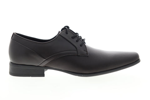 Calvin Klein Benton Small Grid Emboss Mens Brown Leather Plain Toe Oxfords Shoes