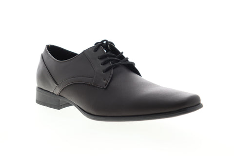 Calvin Klein Benton Small Grid Emboss Mens Brown Leather Plain Toe Oxfords Shoes