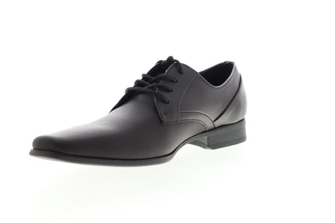 Calvin Klein Benton Small Grid Emboss Mens Brown Leather Plain Toe Oxfords Shoes