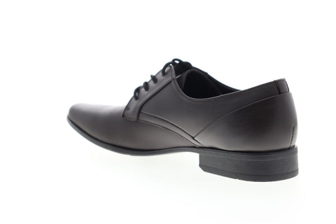 Calvin Klein Benton Small Grid Emboss Mens Brown Leather Plain Toe Oxfords Shoes