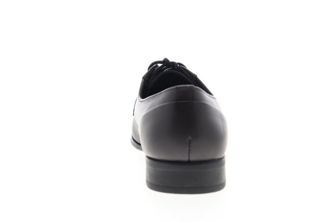 Calvin Klein Benton Small Grid Emboss Mens Brown Leather Plain Toe Oxfords Shoes