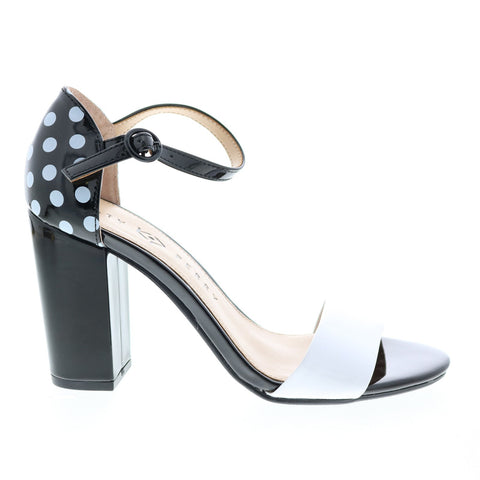 Katy Perry The Liz Womens White Black Synthetic Strap Strap Heels Shoes