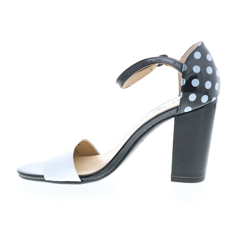 Katy Perry The Liz Womens White Black Synthetic Strap Strap Heels Shoes