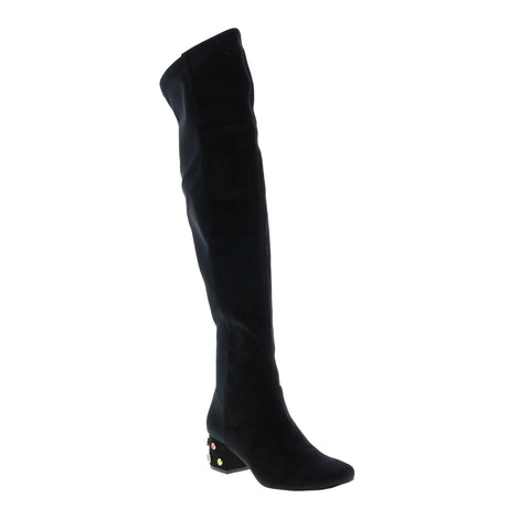 Katy Perry The Gem Womens Black Suede Slip On Over The Knee Boots 