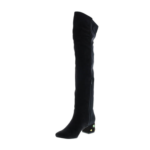 Katy Perry The Gem Womens Black Suede Slip On Over The Knee Boots 