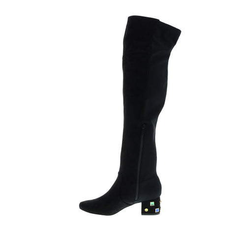 Katy Perry The Gem Womens Black Suede Slip On Over The Knee Boots 