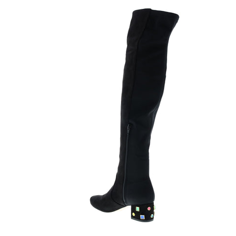 Katy Perry The Gem Womens Black Suede Slip On Over The Knee Boots 