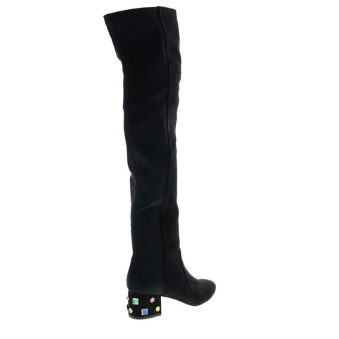 Katy Perry The Gem Womens Black Suede Slip On Over The Knee Boots 