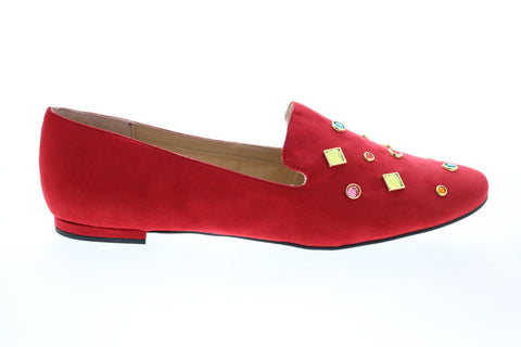 Katy Perry The Turner Womens Red Suede Slip On Loafer Flats Shoes
