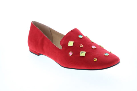 Katy Perry The Turner Womens Red Suede Slip On Loafer Flats Shoes
