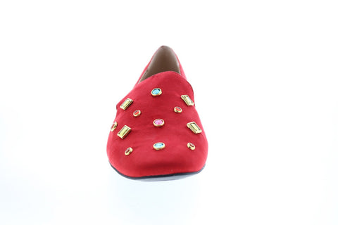 Katy Perry The Turner Womens Red Suede Slip On Loafer Flats Shoes