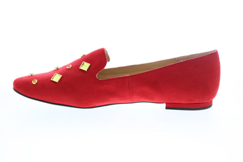 Katy Perry The Turner Womens Red Suede Slip On Loafer Flats Shoes