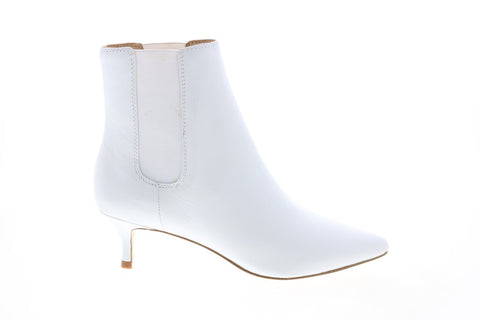 Katy Perry The Joan Womens White Leather Slip On Ankle & Booties Boots 