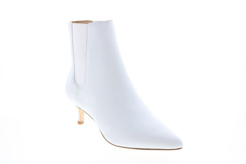 Katy Perry The Joan Womens White Leather Slip On Ankle & Booties Boots 