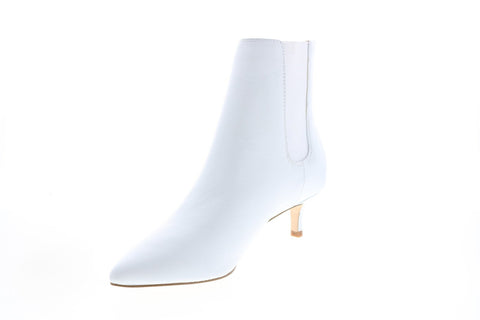 Katy Perry The Joan Womens White Leather Slip On Ankle & Booties Boots 