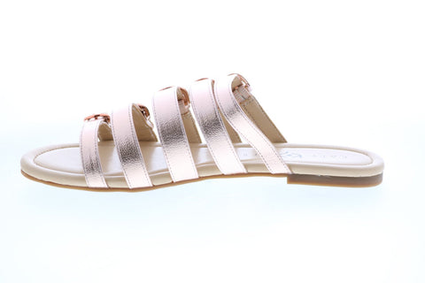Katy Perry The Nikki Womens Gold Synthetic Strap Slides Sandals Shoes