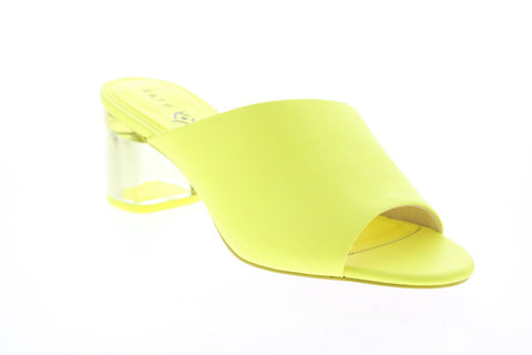 Katy Perry The Landen Womens Yellow Synthetic Slip On Mules Heels Shoes