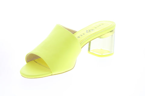 Katy Perry The Landen Womens Yellow Synthetic Slip On Mules Heels Shoes