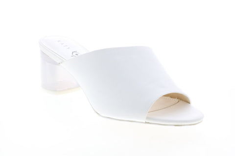 Katy Perry The Landen Womens White Synthetic Slip On Mules Heels Shoes