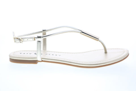 Katy Perry The Jule Womens Silver Synthetic Strap Slingback Sandals Shoes