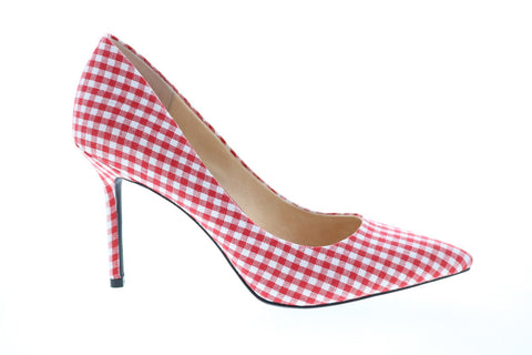 Katy Perry The Sissy Womens Red Canvas Slip On Pumps Heels Shoes