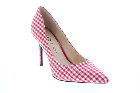 Katy Perry The Sissy Womens Red Canvas Slip On Pumps Heels Shoes