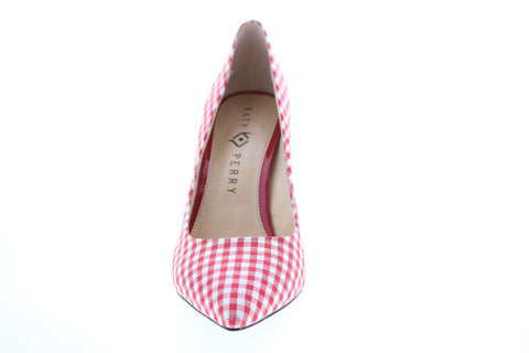 Katy Perry The Sissy Womens Red Canvas Slip On Pumps Heels Shoes