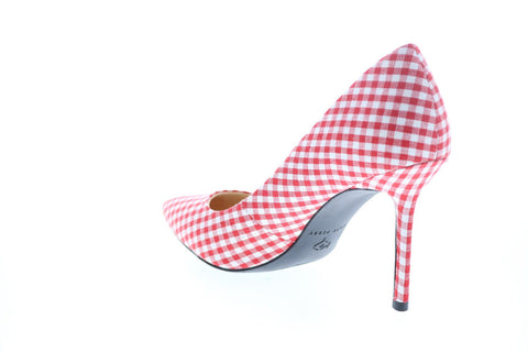 Katy Perry The Sissy Womens Red Canvas Slip On Pumps Heels Shoes