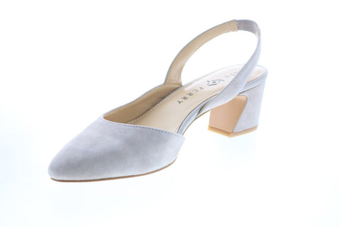 Katy Perry The Phez Womens Gray Suede Slip On Strap Heels Shoes