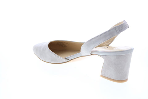 Katy Perry The Phez Womens Gray Suede Slip On Strap Heels Shoes