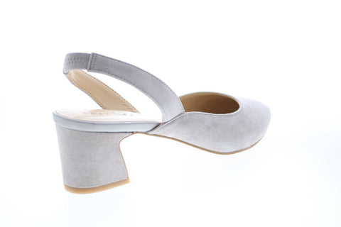 Katy Perry The Phez Womens Gray Suede Slip On Strap Heels Shoes
