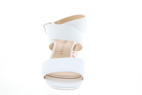 Katy Perry The Albee Womens White Synthetic Strap Strap Heels Shoes