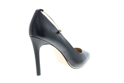 Katy Perry The Poker Womens Black Leather Slip On Pumps Heels Shoes