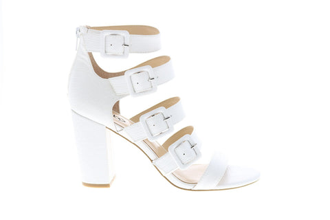 Katy Perry The Lizette Womens White Synthetic Strap Strap Heels Shoes