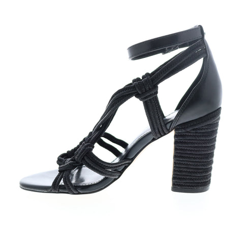 Katy Perry The Roped Womens Black Canvas Strap Strap Heels Shoes
