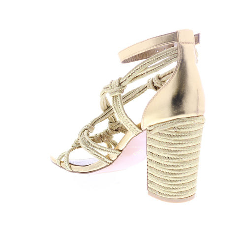 Katy Perry The Roped Womens Gold Canvas Strap Strap Heels Shoes