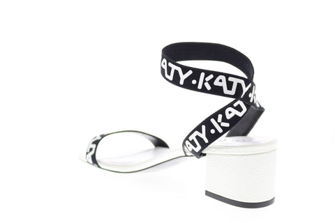 Katy Perry The Izzy Womens Black White Canvas Slip On Strap Heels Shoes