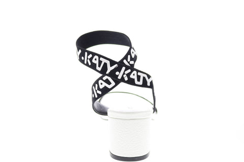 Katy Perry The Izzy Womens Black White Canvas Slip On Strap Heels Shoes