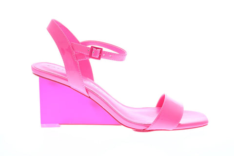 Katy Perry The Ira Womens Pink Synthetic Strap Wedges Heels Shoes