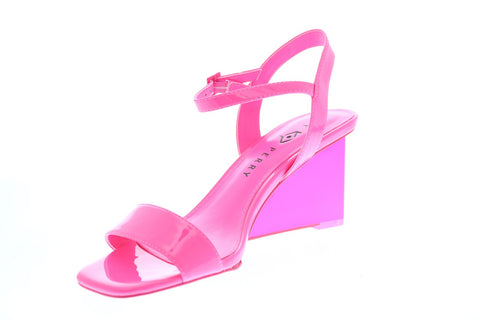 Katy Perry The Ira Womens Pink Synthetic Strap Wedges Heels Shoes