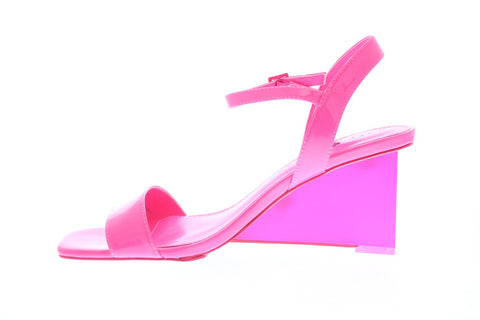 Katy Perry The Ira Womens Pink Synthetic Strap Wedges Heels Shoes