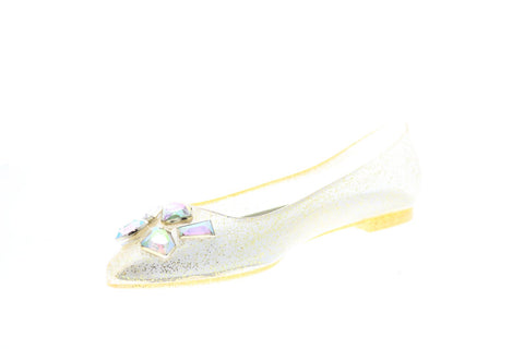 Katy Perry The Princess Womens Gold Synthetic Slip On Ballet Flats Shoes