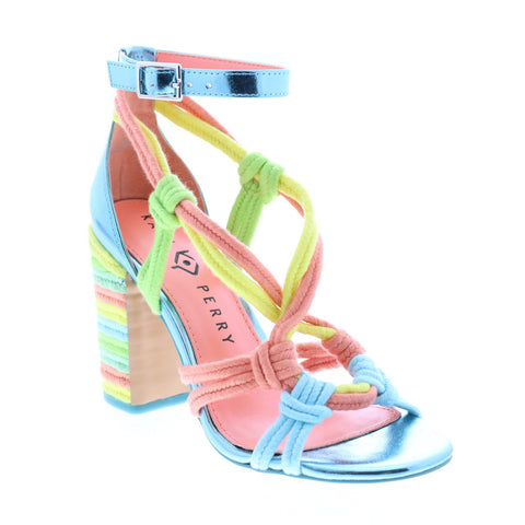 Katy Perry The Roped Womens Blue Canvas Strap Strap Heels Shoes
