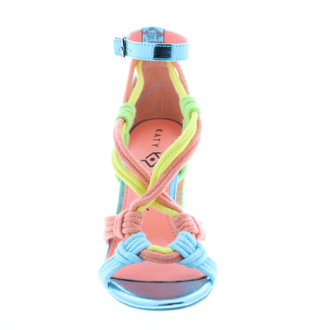 Katy Perry The Roped Womens Blue Canvas Strap Strap Heels Shoes