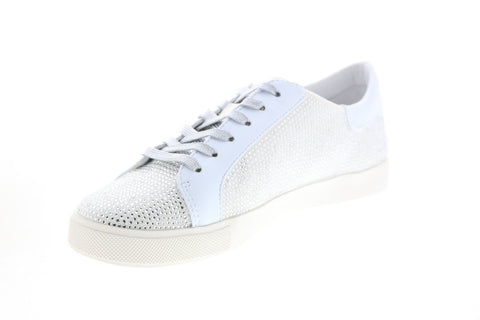 Katy Perry The Rizzo Womens White Canvas Lace Up Lifestyle Sneakers Shoes